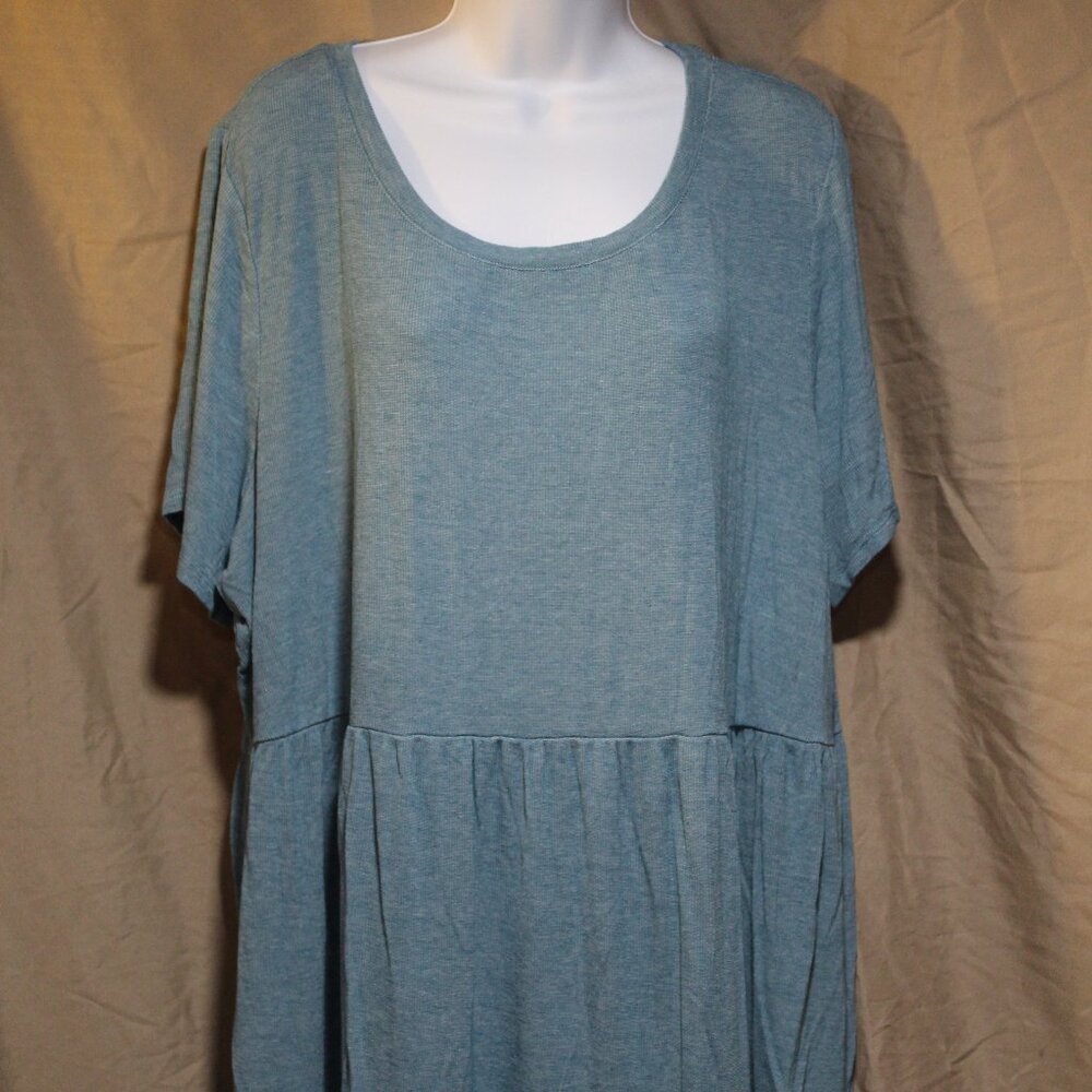Lane Bryant Women's 22/24 Heather Blue Swing Tee Short Sleeve Round Neck Stretch